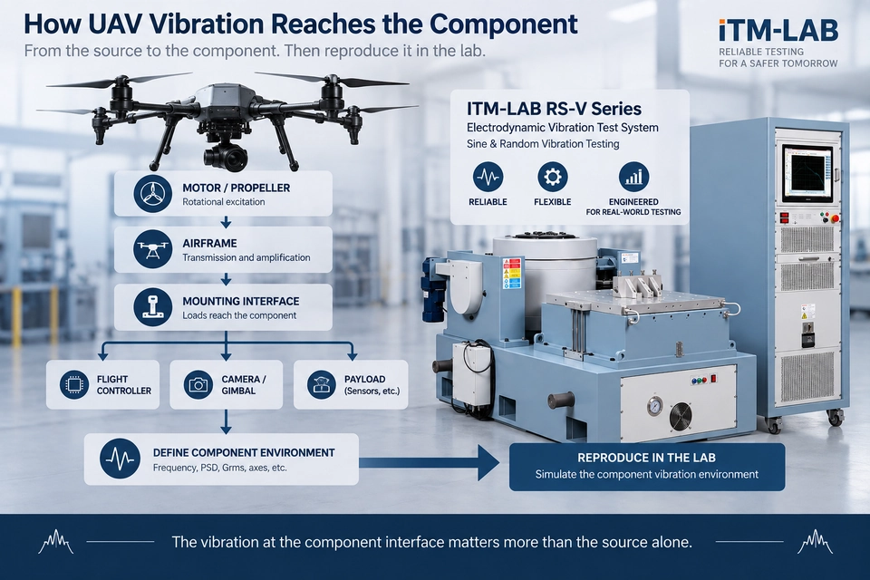 UAV vibration testing motor propeller avionics vibration shaker